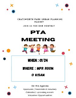 PTA Monthly Meeting Informational Flyer